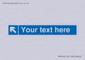 Custom Mandatory directional sign, blue arrow up and left